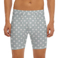 Grey And White Polka Dot Pattern Print Men's Long Boxer Briefs
