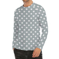 Grey And White Polka Dot Pattern Print Men's Long Sleeve Rash Guard