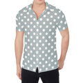Grey And White Polka Dot Pattern Print Men's Shirt