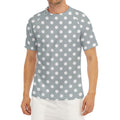 Grey And White Polka Dot Pattern Print Men's Short Sleeve Rash Guard