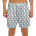 Grey And White Polka Dot Pattern Print Men's Split Running Shorts