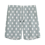 Grey And White Polka Dot Pattern Print Men's Sports Shorts
