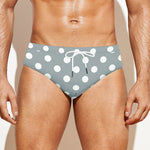 Grey And White Polka Dot Pattern Print Men's Swim Briefs