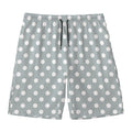 Grey And White Polka Dot Pattern Print Men's Swim Trunks