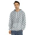 Grey And White Polka Dot Pattern Print Men's Velvet Pullover Hoodie