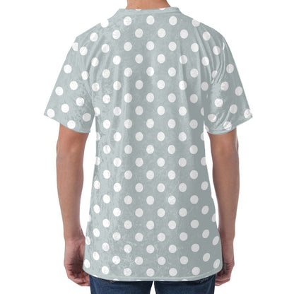 Grey And White Polka Dot Pattern Print Men's Velvet T-Shirt