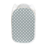 Grey And White Polka Dot Pattern Print Mesh Laundry Hamper