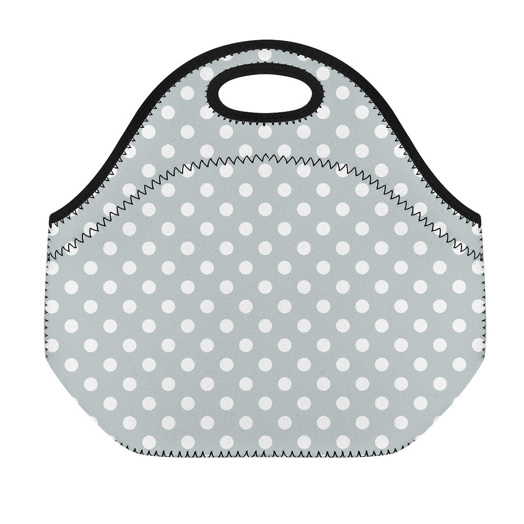 Grey And White Polka Dot Pattern Print Neoprene Lunch Bag
