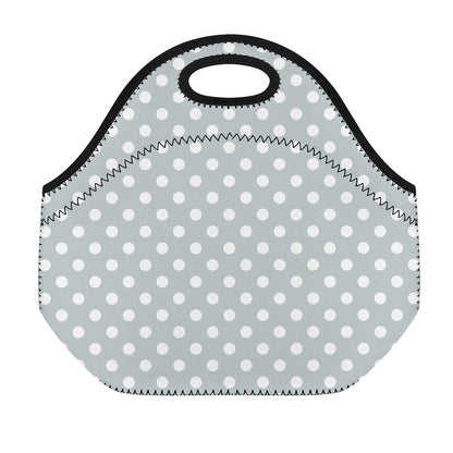 Grey And White Polka Dot Pattern Print Neoprene Lunch Bag