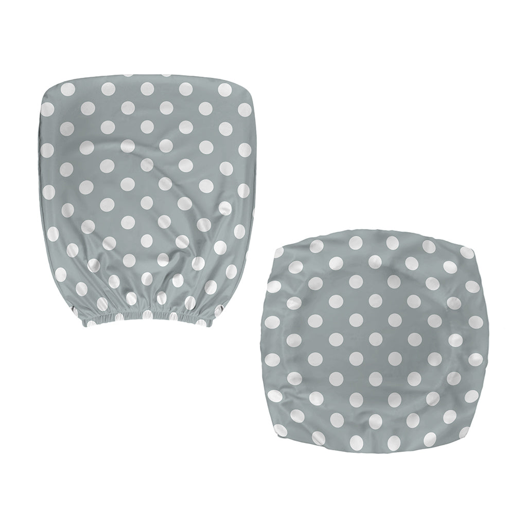 Grey And White Polka Dot Pattern Print Office Chair Cover