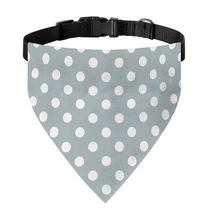 Grey And White Polka Dot Pattern Print Over The Collar Dog Bandana