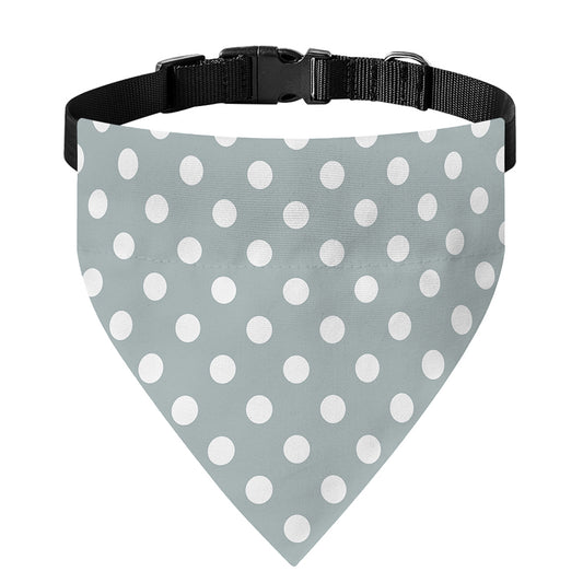 Grey And White Polka Dot Pattern Print Over The Collar Dog Bandana