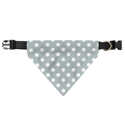 Grey And White Polka Dot Pattern Print Over The Collar Dog Bandana