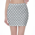 Grey And White Polka Dot Pattern Print Pencil Mini Skirt