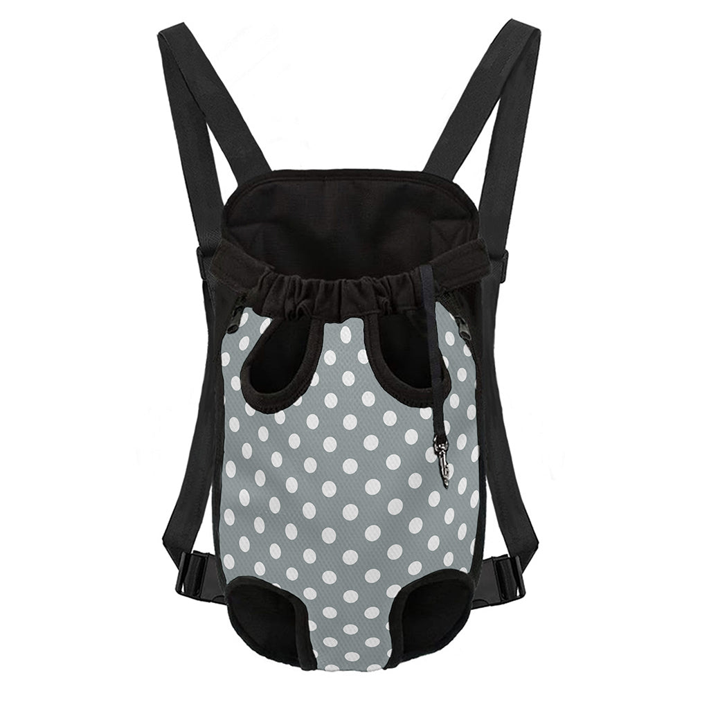 Grey And White Polka Dot Pattern Print Pet Carrier Backpack
