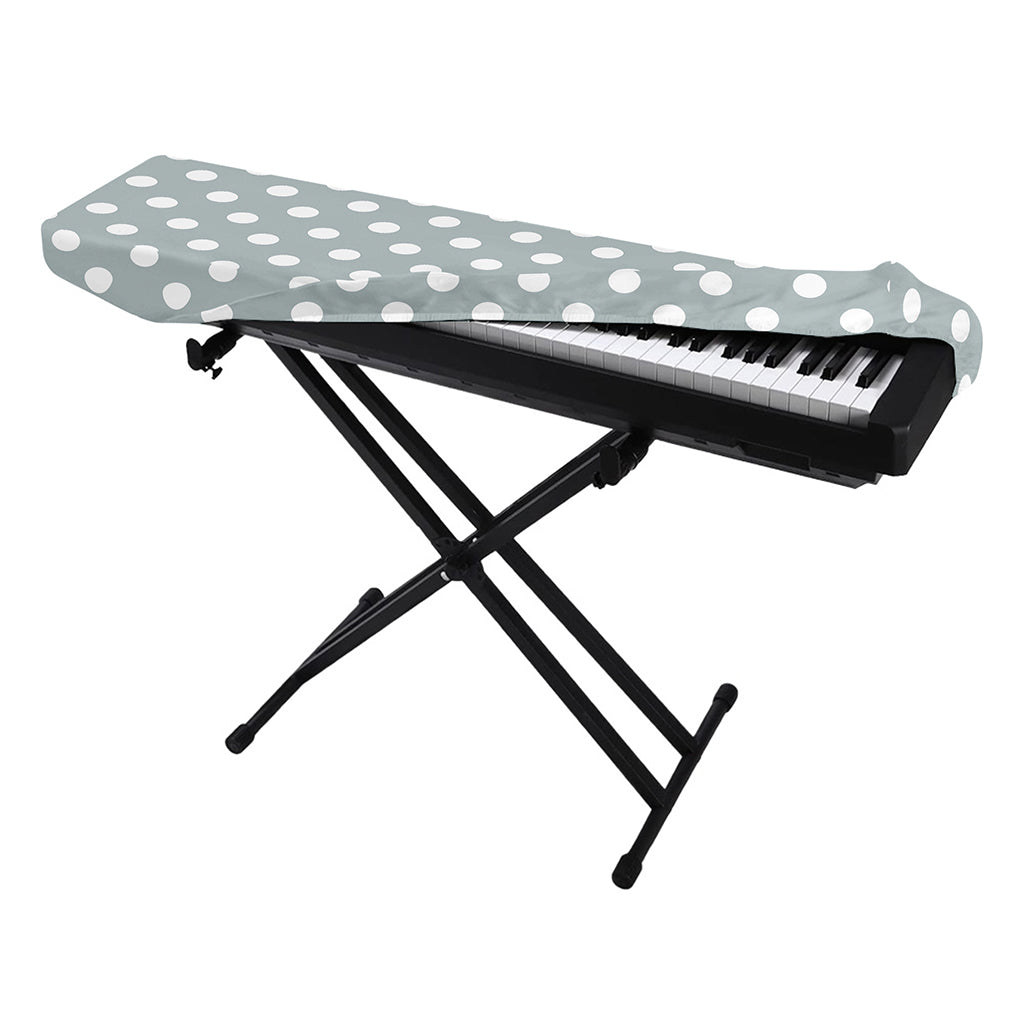 Grey And White Polka Dot Pattern Print Piano Keyboard Cover