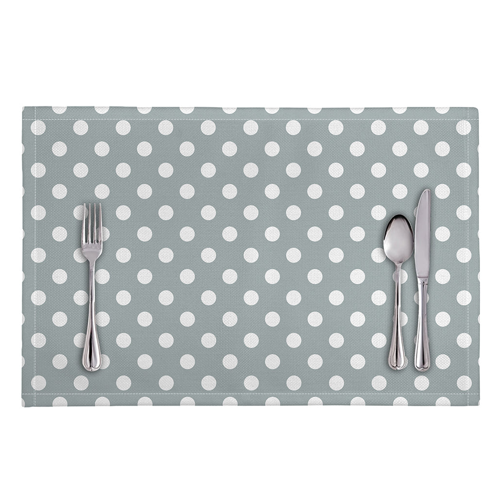 Grey And White Polka Dot Pattern Print Placemat