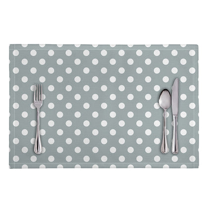 Grey And White Polka Dot Pattern Print Placemat