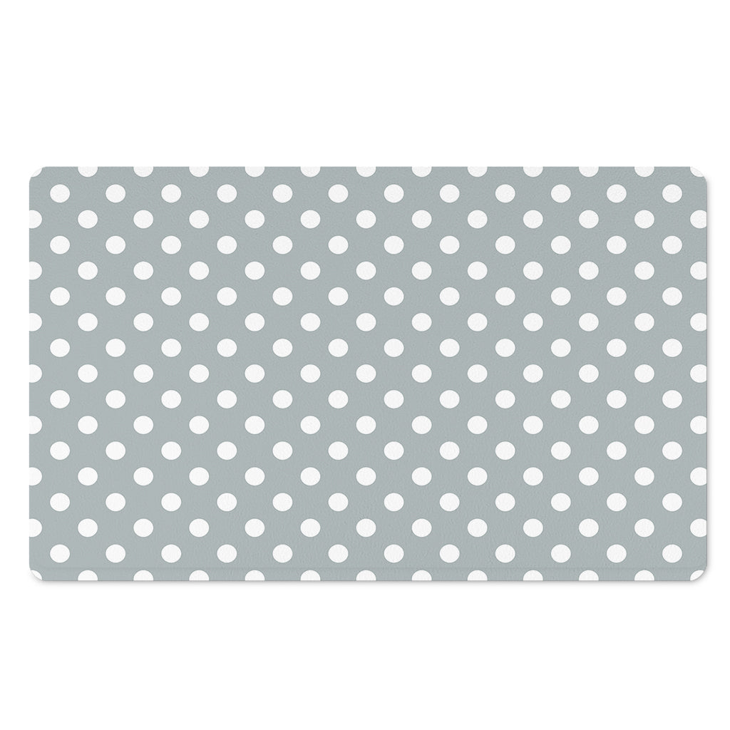 Grey And White Polka Dot Pattern Print Polyester Doormat