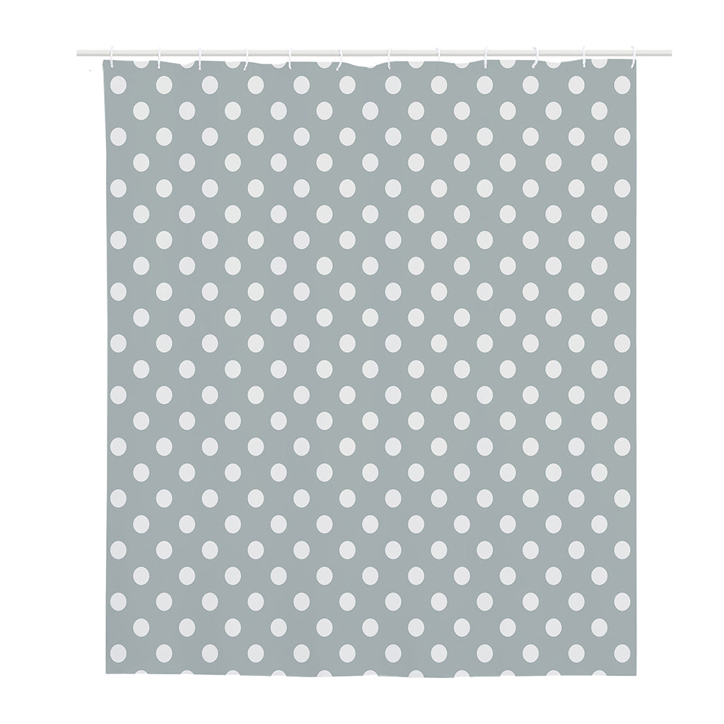 Grey And White Polka Dot Pattern Print Polyester Shower Curtain