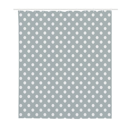 Grey And White Polka Dot Pattern Print Polyester Shower Curtain