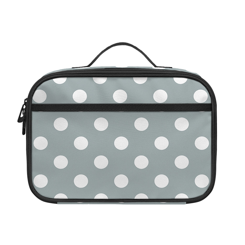 Grey And White Polka Dot Pattern Print Portable Lunch Bag