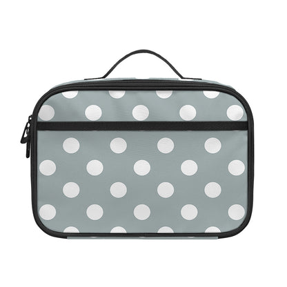 Grey And White Polka Dot Pattern Print Portable Lunch Bag