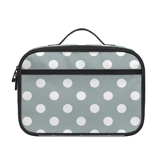 Grey And White Polka Dot Pattern Print Portable Lunch Bag