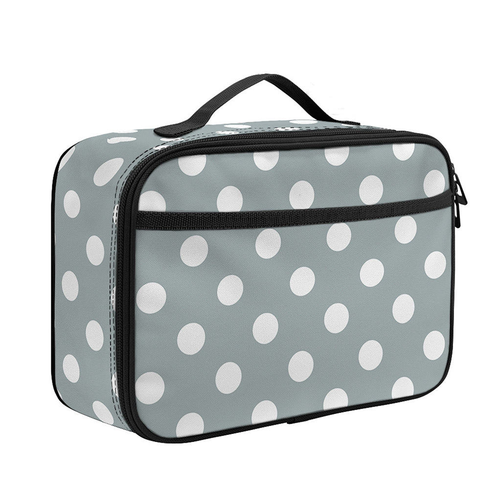 Grey And White Polka Dot Pattern Print Portable Lunch Bag