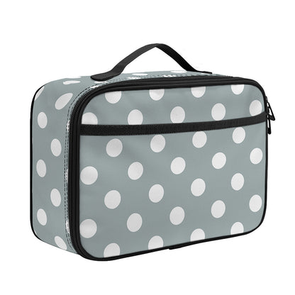 Grey And White Polka Dot Pattern Print Portable Lunch Bag