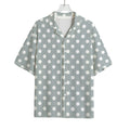 Grey And White Polka Dot Pattern Print Rayon Hawaiian Shirt