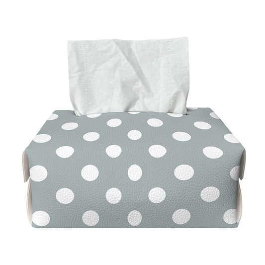 Grey And White Polka Dot Pattern Print Rectangle Tissue Box Cover