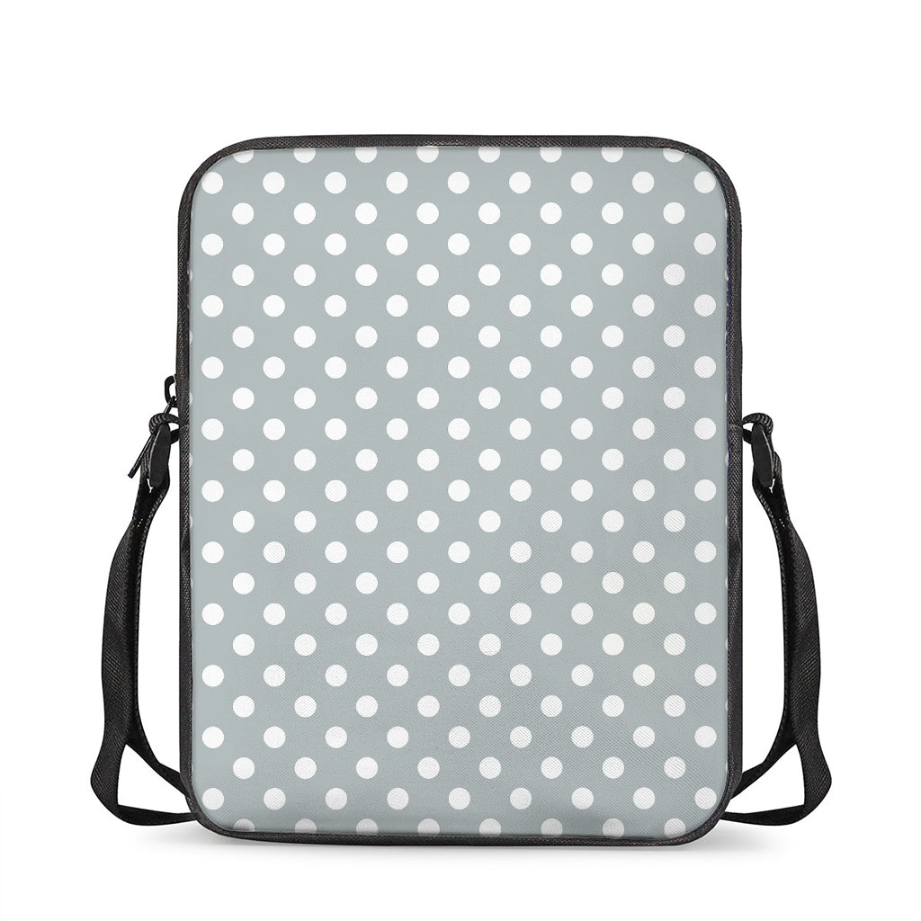 Grey And White Polka Dot Pattern Print Rectangular Crossbody Bag