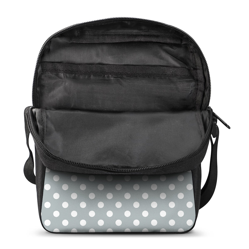 Grey And White Polka Dot Pattern Print Rectangular Crossbody Bag