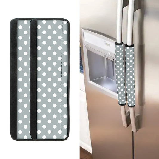 Grey And White Polka Dot Pattern Print Refrigerator Handle Covers