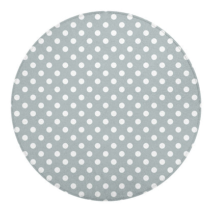 Grey And White Polka Dot Pattern Print Round Blanket