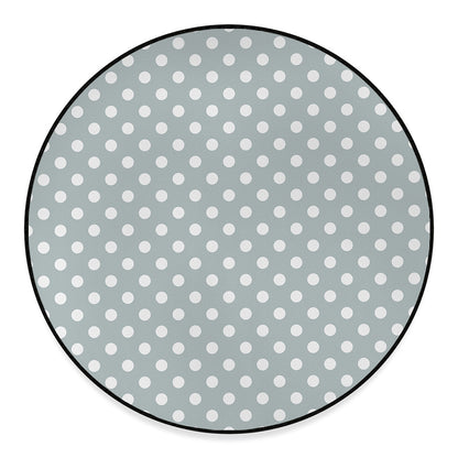 Grey And White Polka Dot Pattern Print Round Floor Mat