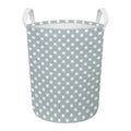 Grey And White Polka Dot Pattern Print Round Laundry Basket