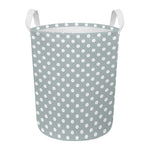 Grey And White Polka Dot Pattern Print Round Laundry Basket