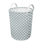 Grey And White Polka Dot Pattern Print Round Laundry Basket