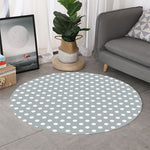 Grey And White Polka Dot Pattern Print Round Rug