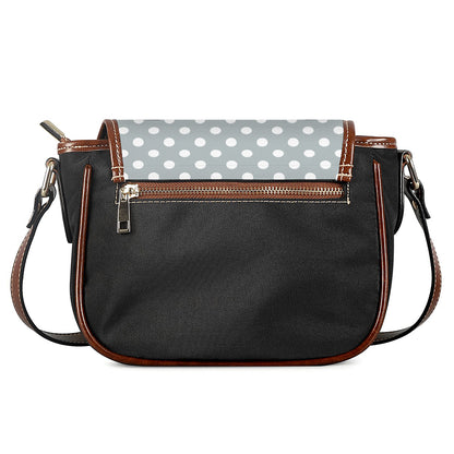 Grey And White Polka Dot Pattern Print Saddle Bag