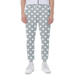 Grey And White Polka Dot Pattern Print Scuba Joggers
