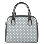 Grey And White Polka Dot Pattern Print Shoulder Handbag