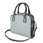 Grey And White Polka Dot Pattern Print Shoulder Handbag