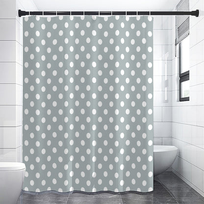 Grey And White Polka Dot Pattern Print Shower Curtain