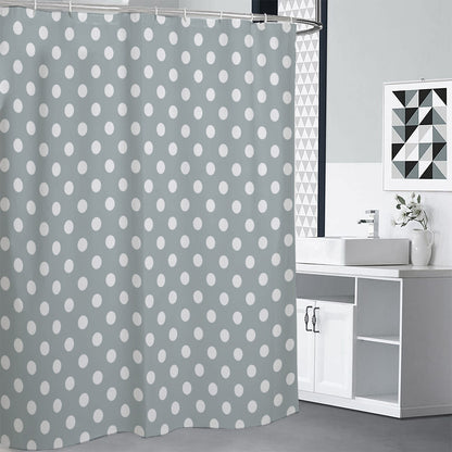 Grey And White Polka Dot Pattern Print Shower Curtain