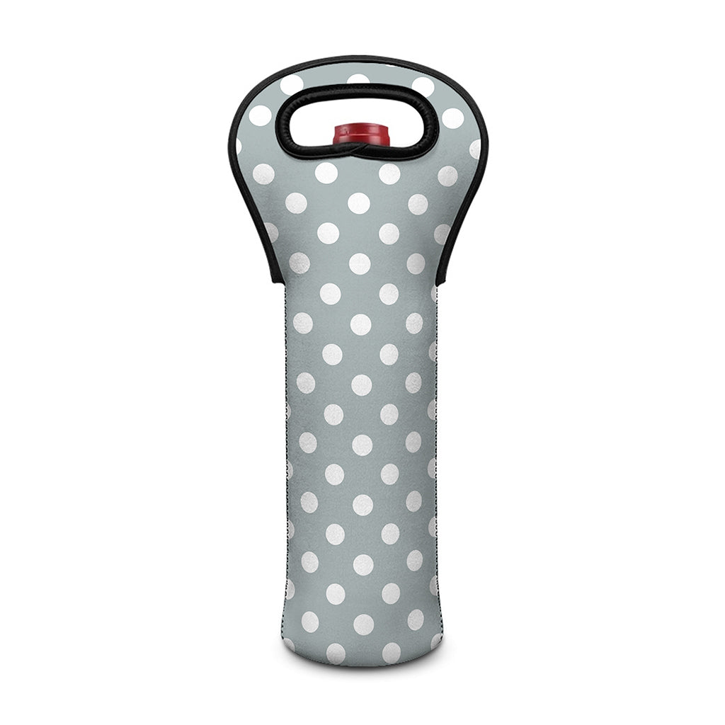 Grey And White Polka Dot Pattern Print Single Neoprene Wine Tote