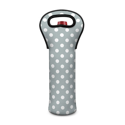 Grey And White Polka Dot Pattern Print Single Neoprene Wine Tote