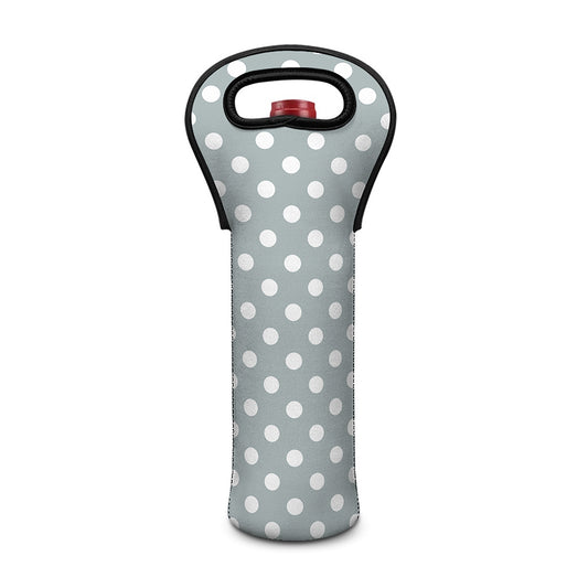 Grey And White Polka Dot Pattern Print Single Neoprene Wine Tote